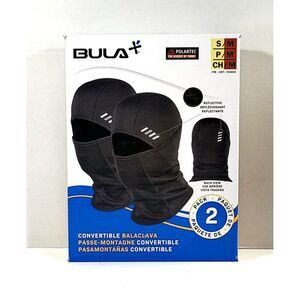 2-pack BULA Polartec Balaclava Convertible Face Cover Gaiter Black Size S/M